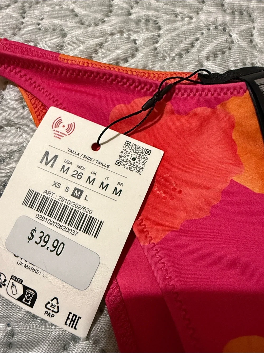 Zara Pink & Orange Floral Tie-Side Bikini Bottom